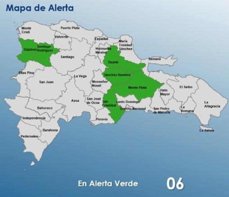 Seis provincias en alerta verde por incidencia de vaguada